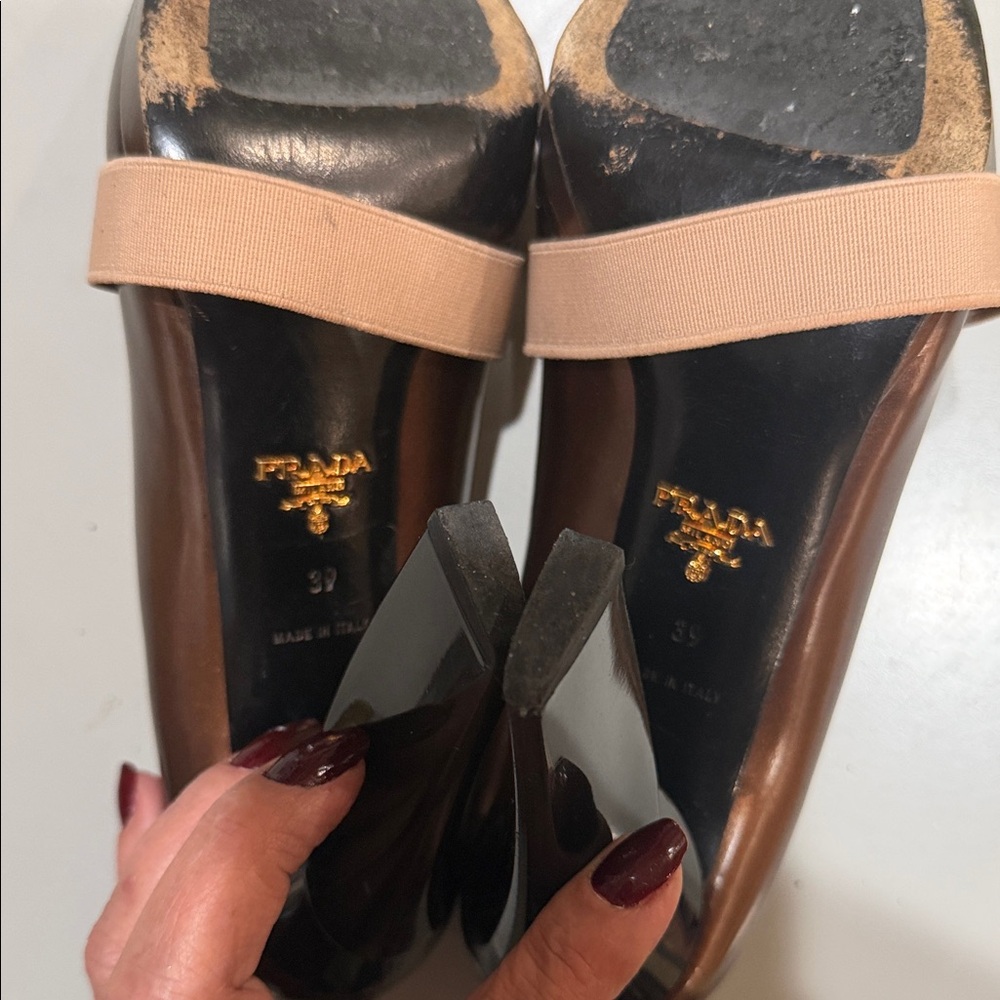 Prada Women's Metallic Brown Loafers - Picture 5 of 8